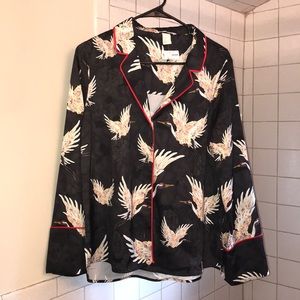 H&M Silky Crane Blouse